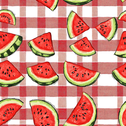 Watermelon Gingham Picnic Pattern 12 Quilting Cotton Fabric