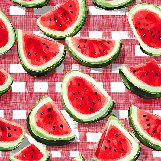 Watermelon Gingham Picnic Pattern 13 Quilting Cotton Fabric