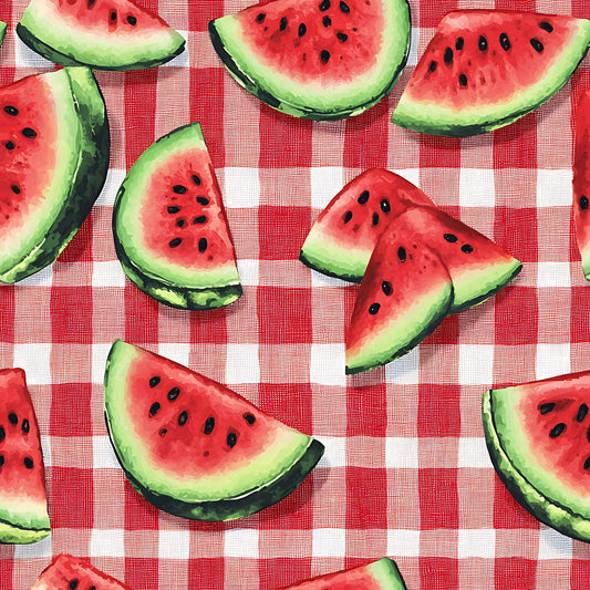 Watermelon Gingham Picnic Pattern 15 Quilting Cotton Fabric