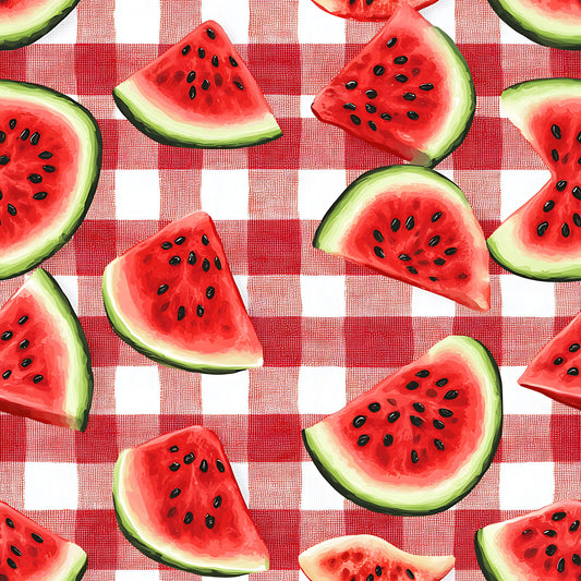 Watermelon Gingham Picnic Pattern 16 Quilting Cotton Fabric