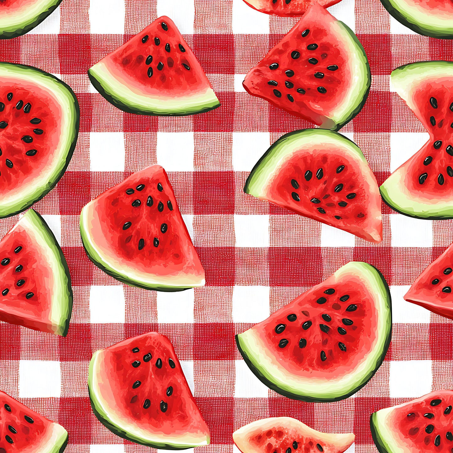 Watermelon Gingham Picnic Pattern 16 Quilting Cotton Fabric