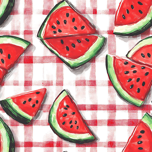 Watermelon Gingham Picnic Pattern 18 Quilting Cotton Fabric