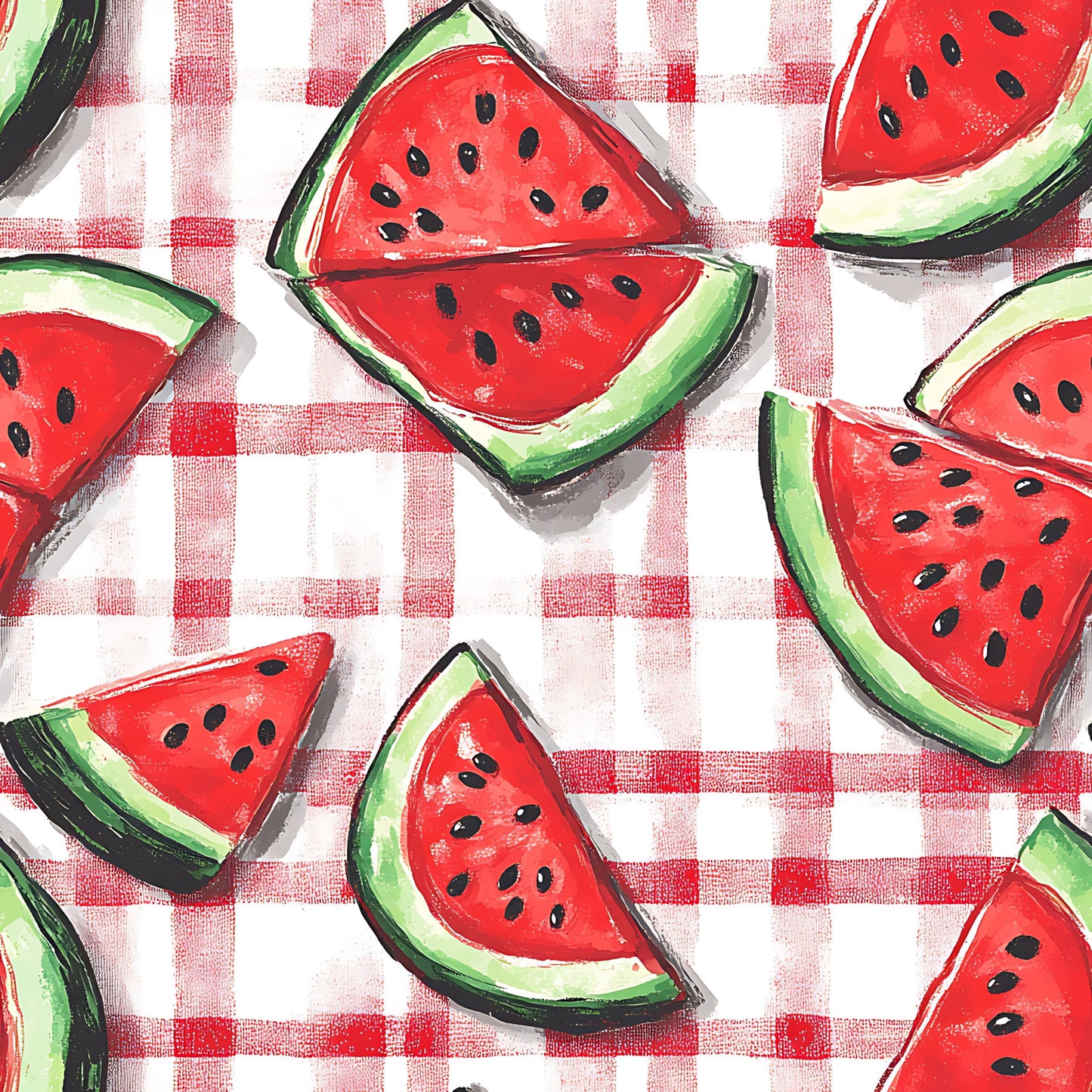 Watermelon Gingham Picnic Pattern 18 Quilting Cotton Fabric