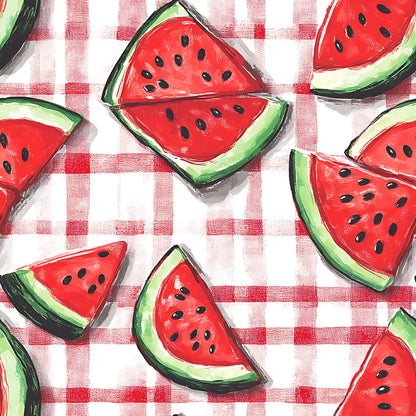 Watermelon Gingham Picnic Pattern 18 Quilting Cotton Fabric