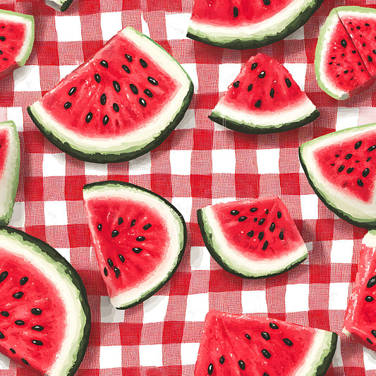 Watermelon Gingham Picnic Pattern 20 Quilting Cotton Fabric