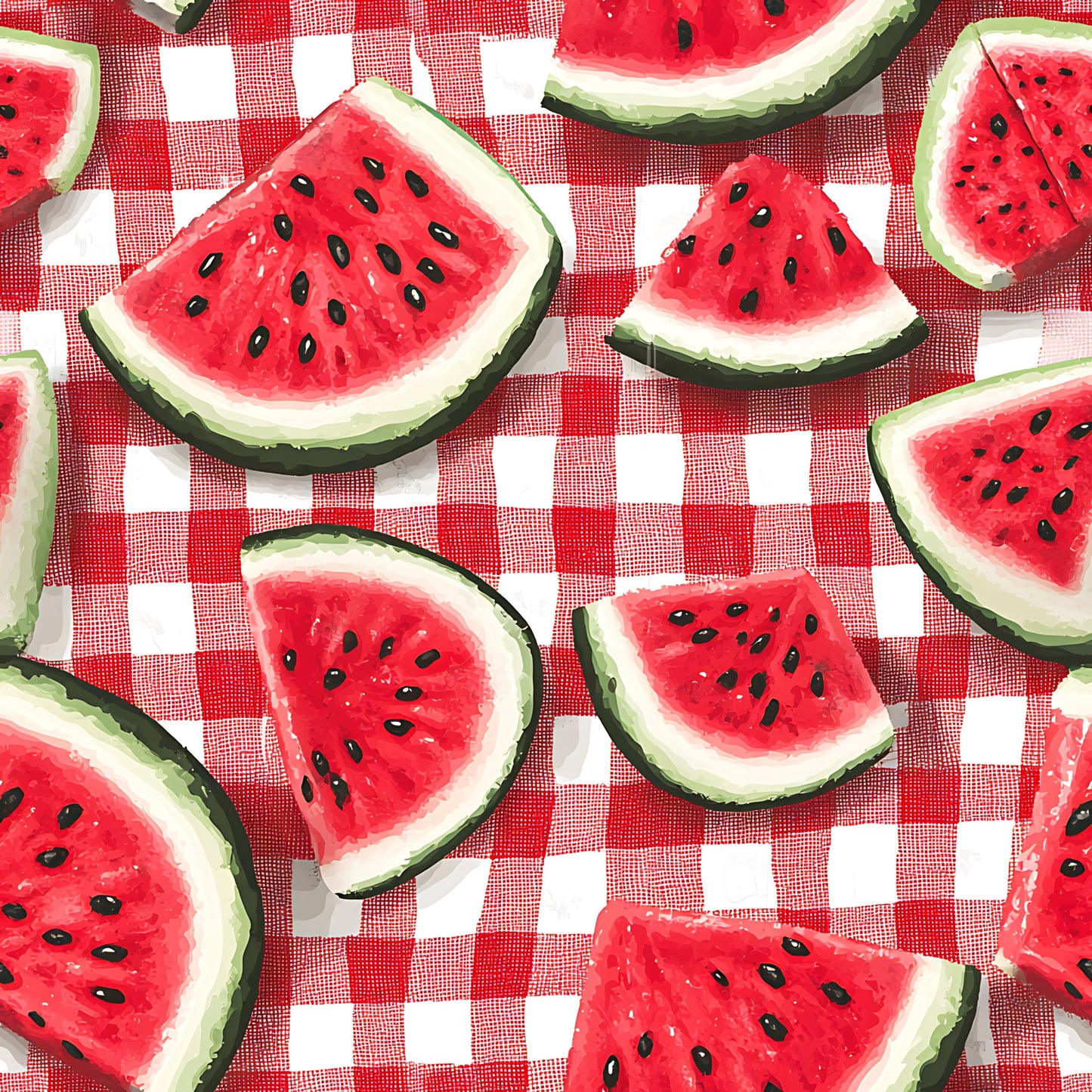 Watermelon Gingham Picnic Pattern 20 Quilting Cotton Fabric