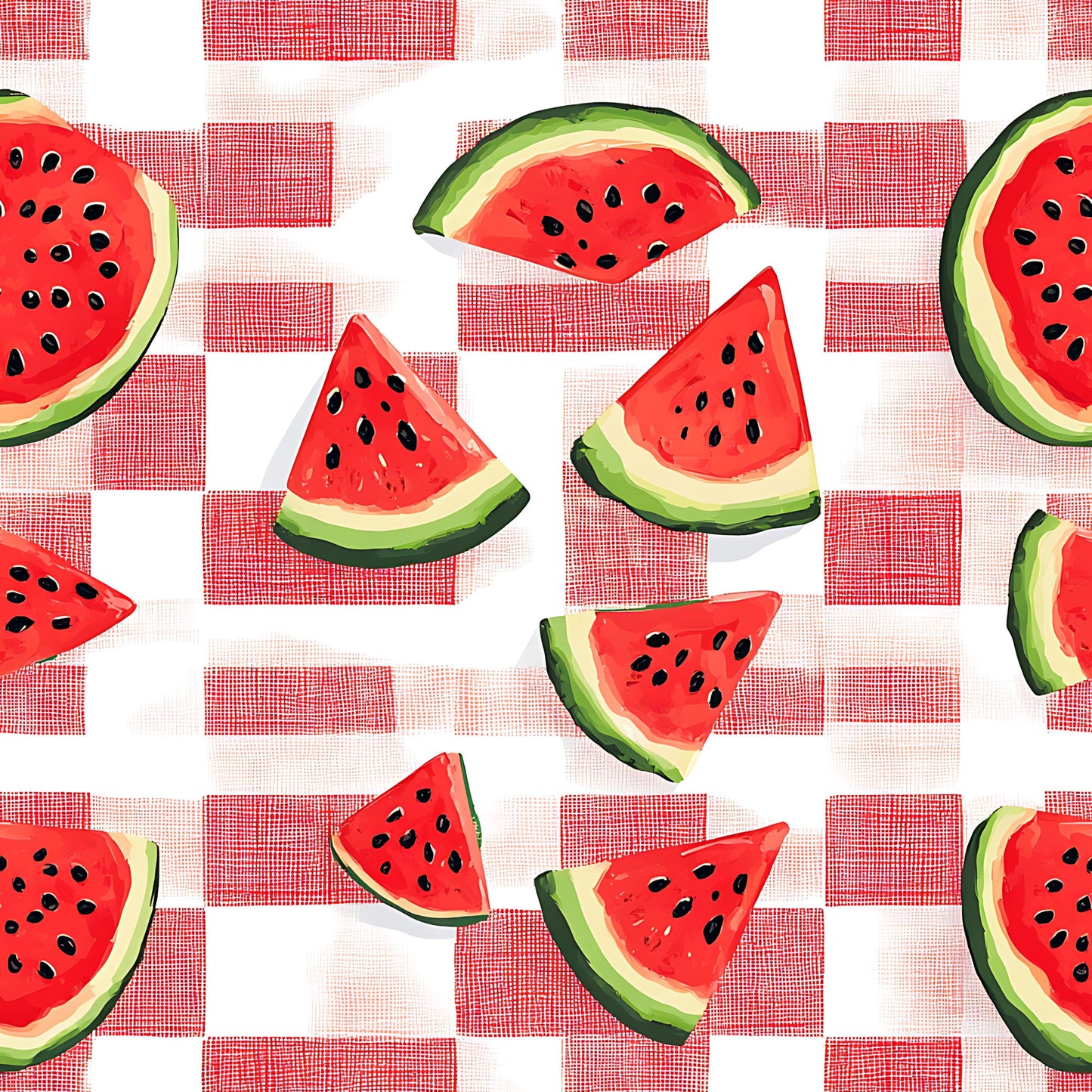 Watermelon Gingham Picnic Pattern 3 Quilting Cotton Fabric