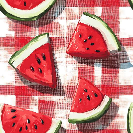 Watermelon Gingham Picnic Pattern 5 Quilting Cotton Fabric