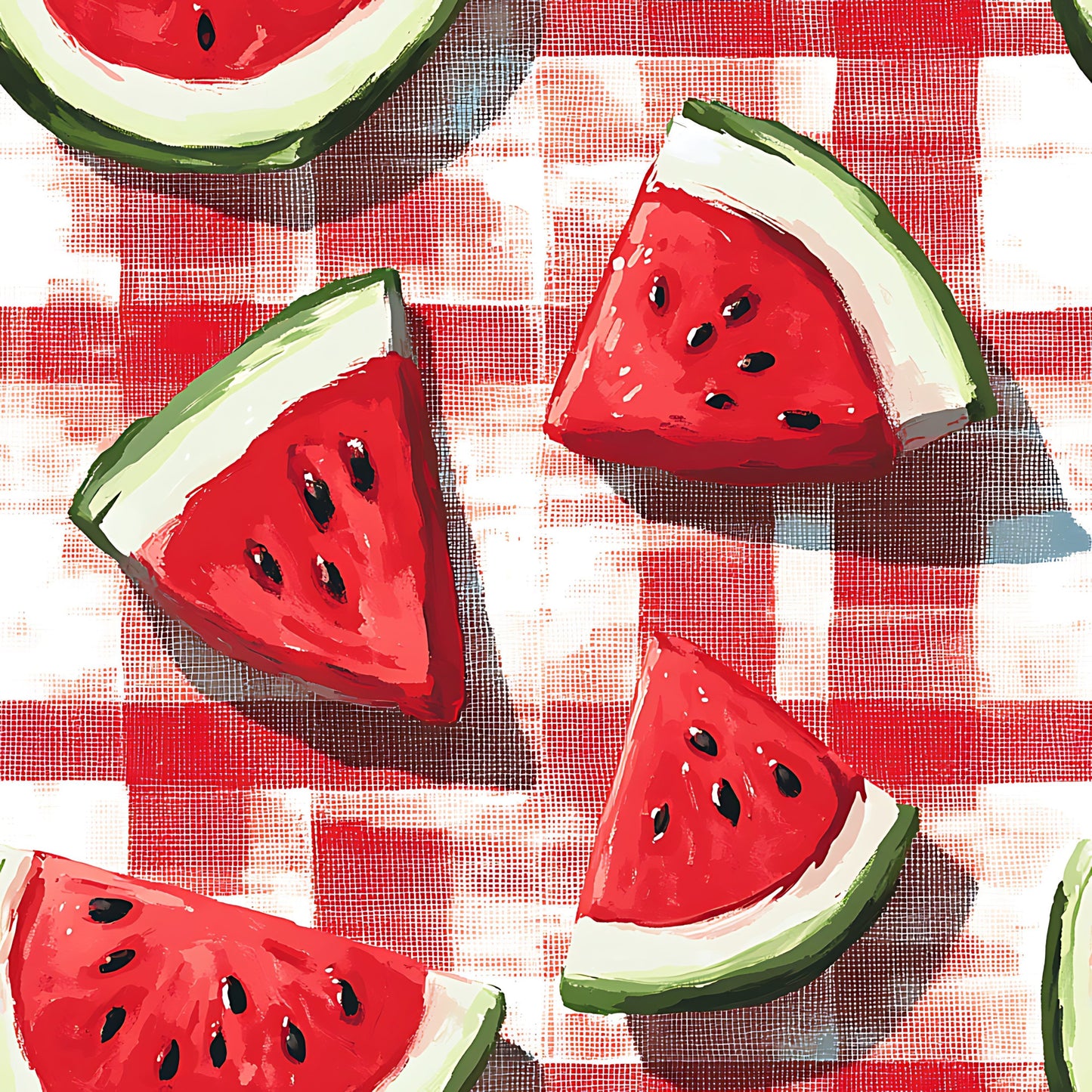 Watermelon Gingham Picnic Pattern 5 Quilting Cotton Fabric