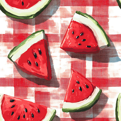 Watermelon Gingham Picnic Pattern 5 Quilting Cotton Fabric