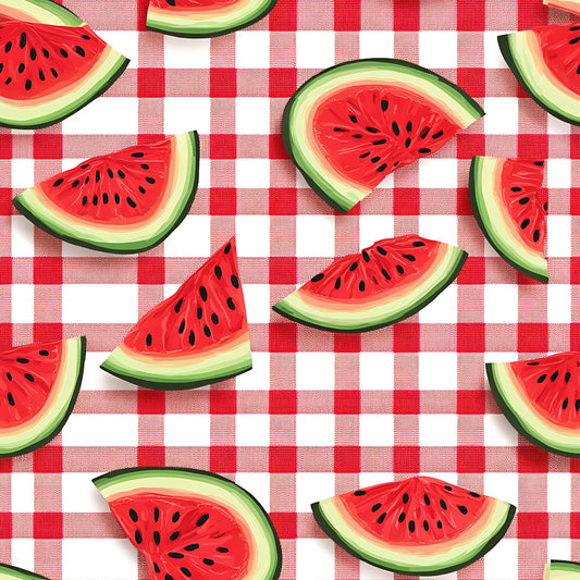 Watermelon Gingham Picnic Pattern 6 Quilting Cotton Fabric