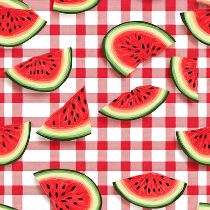Watermelon Gingham Picnic Pattern 6 Quilting Cotton Fabric