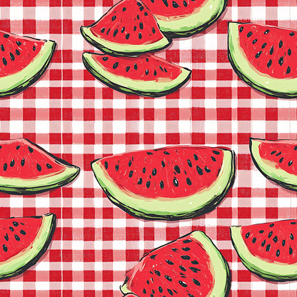 Watermelon Gingham Picnic Pattern 7 Quilting Cotton Fabric