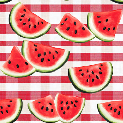 Watermelon Gingham Picnic Pattern 9 Quilting Cotton Fabric