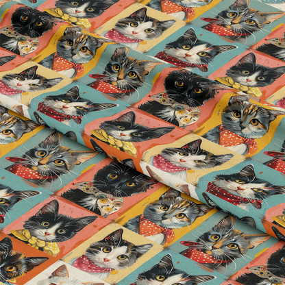 Well Dressed Cats Pattern 1 Quilting Cotton Fabric