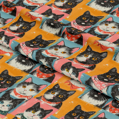 Well Dressed Cats Pattern 2 Quilting Cotton Fabric