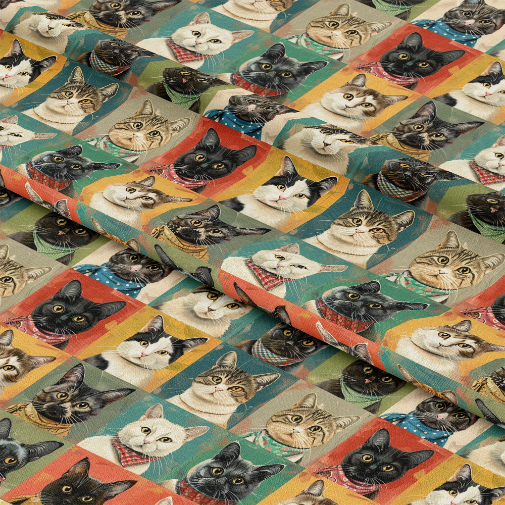 Well Dressed Cats Pattern 3 Quilting Cotton Fabric