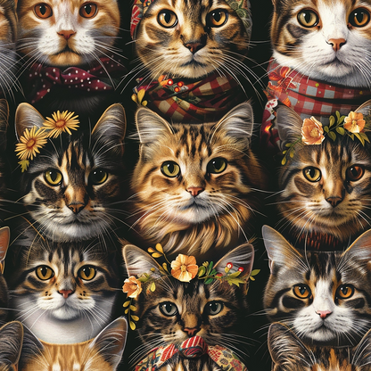 Well Dressed Cats Pattern 4 Quilting Cotton Fabric