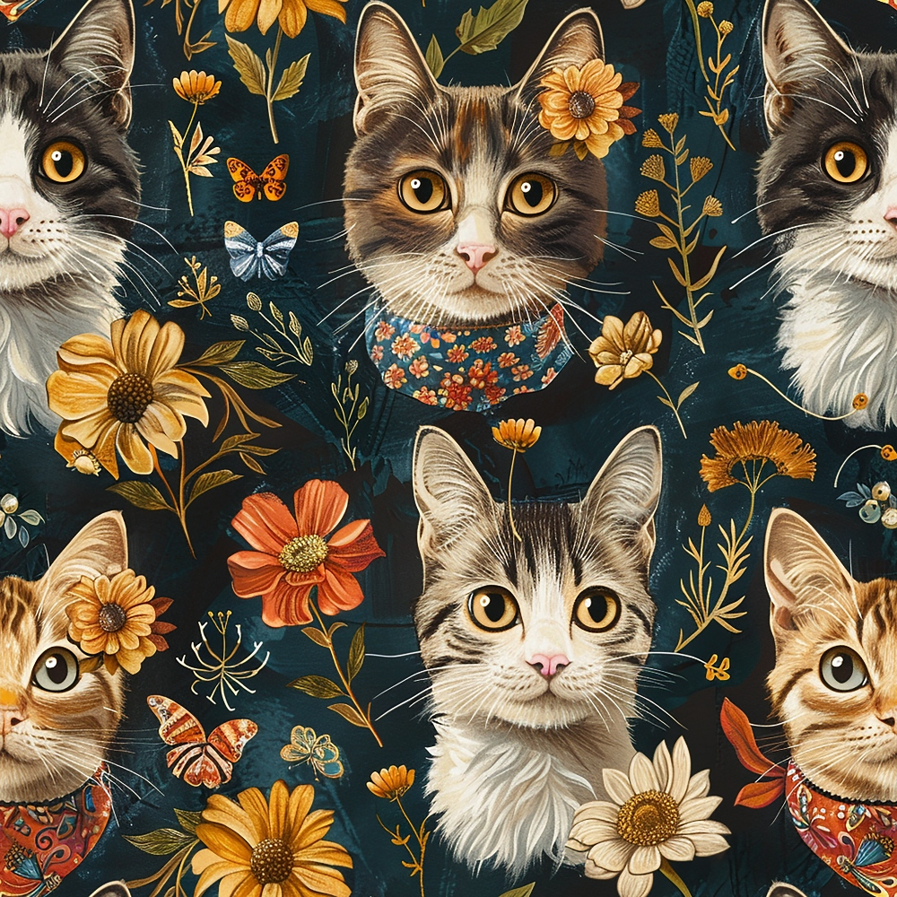 Well Dressed Cats Pattern 5 Quilting Cotton Fabric