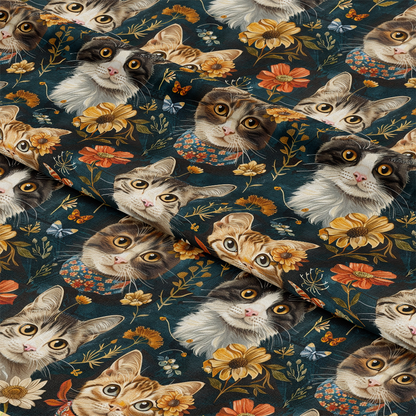 Well Dressed Cats Pattern 5 Quilting Cotton Fabric