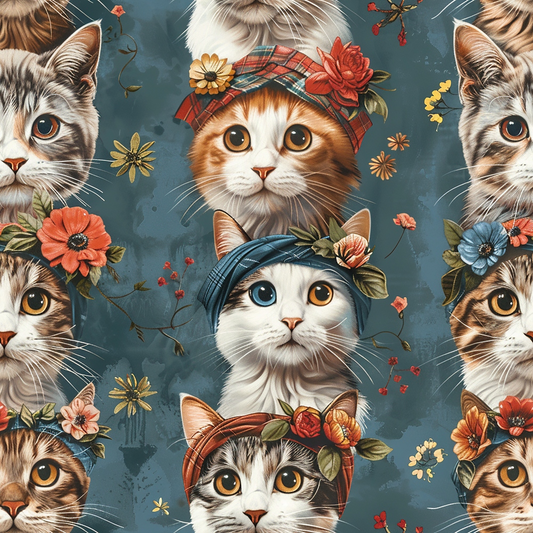 Well Dressed Cats Pattern 6 Quilting Cotton Fabric