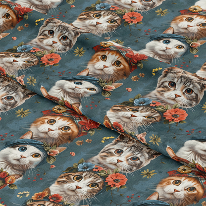 Well Dressed Cats Pattern 6 Quilting Cotton Fabric