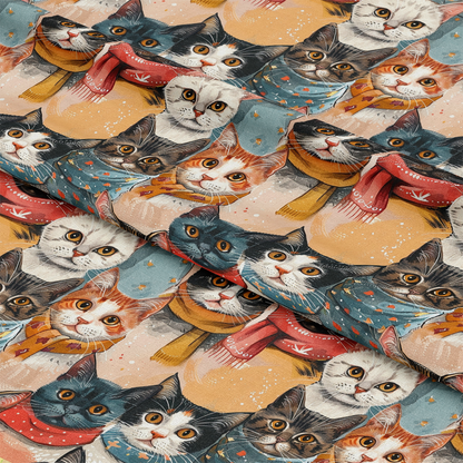 Well Dressed Cats Pattern 7 Quilting Cotton Fabric