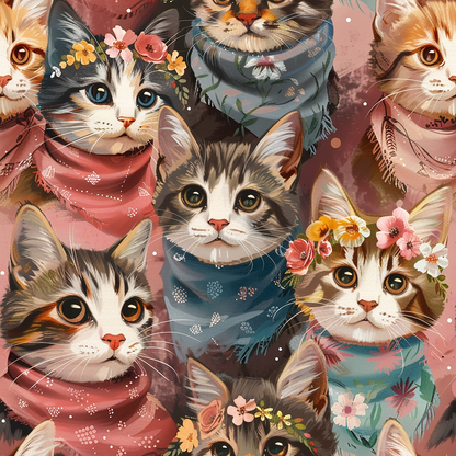 Well Dressed Cats Pattern 8 Quilting Cotton Fabric