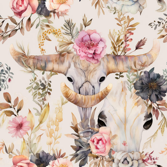Western Bull Pattern 12 Quilting Cotton Fabric