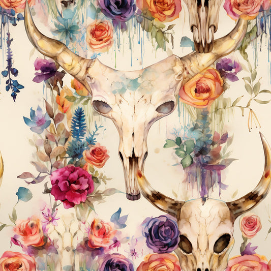 Western Bull Pattern 14 Quilting Cotton Fabric