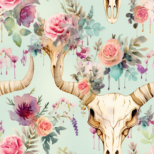 Western Bull Pattern 15 Quilting Cotton Fabric