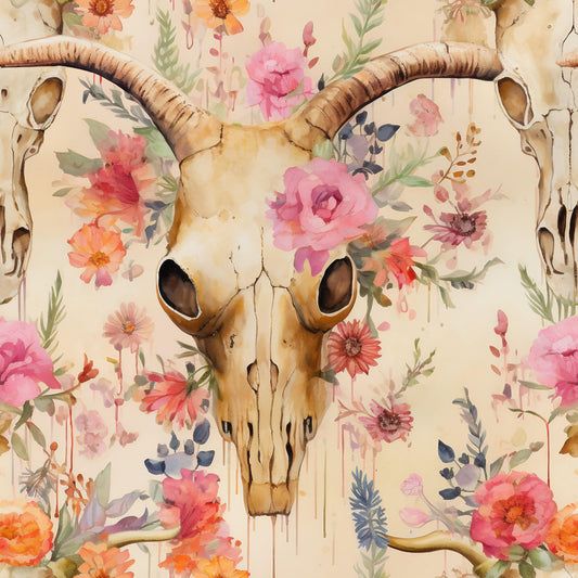 Western Bull Pattern 16 Quilting Cotton Fabric