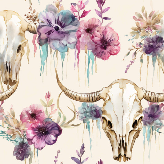 Western Bull Pattern 20 Quilting Cotton Fabric