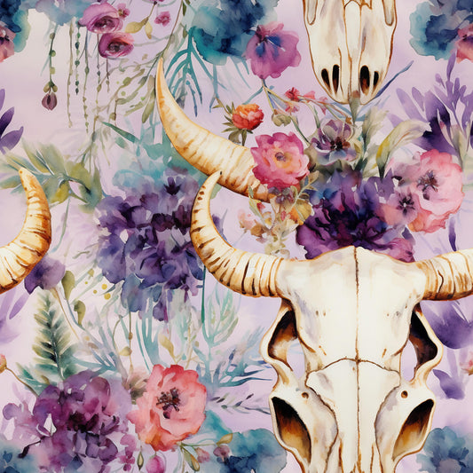 Western Bull Pattern 3 Quilting Cotton Fabric
