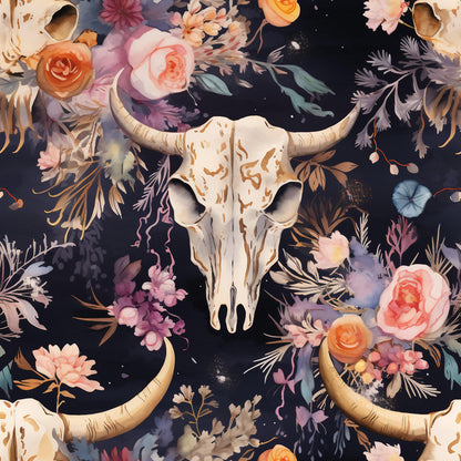 Western Bull Pattern 9 Quilting Cotton Fabric