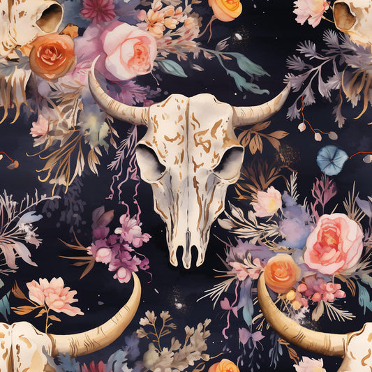 Western Bull Pattern 9 Quilting Cotton Fabric