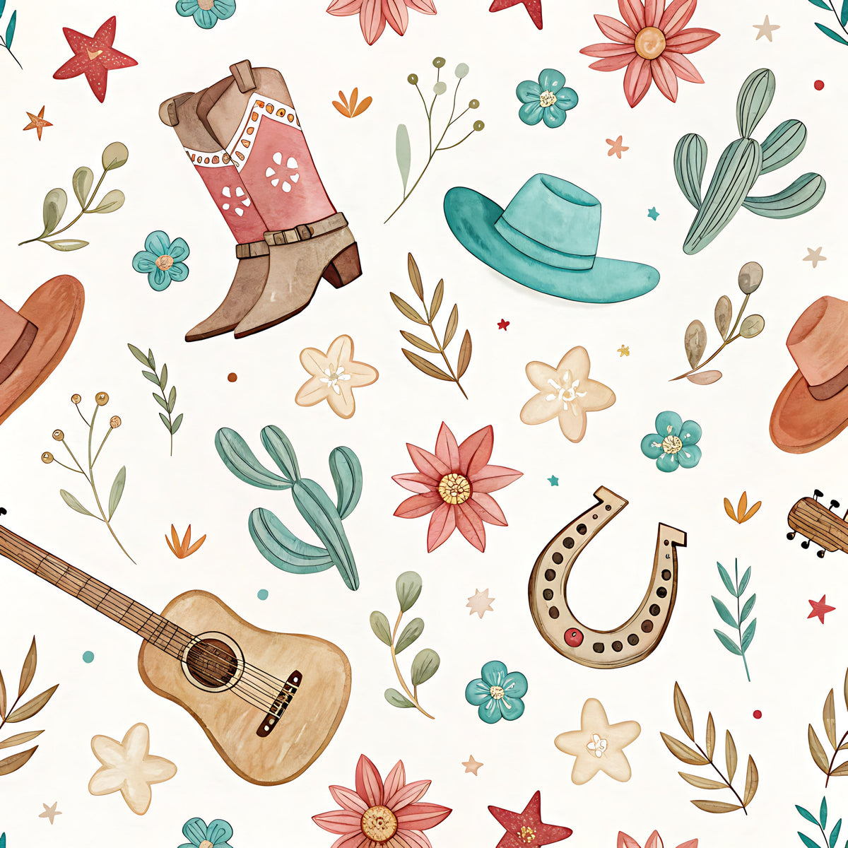 Western Cowboy Pattern 13 Quilting Cotton Fabric