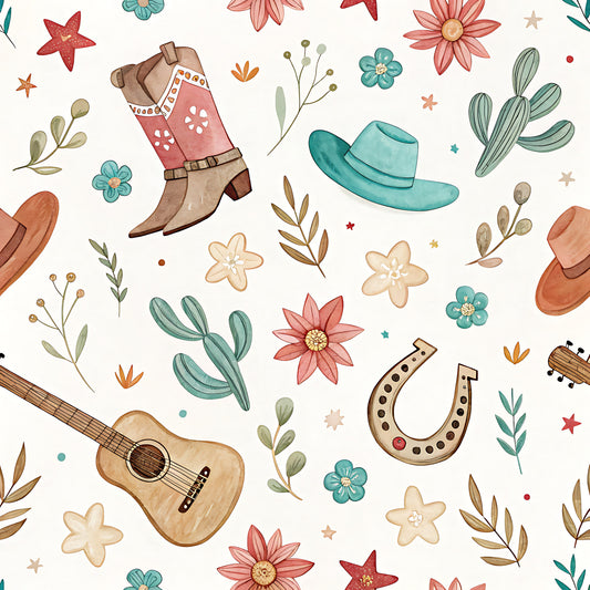 Western Cowboy Pattern 13 Quilting Cotton Fabric