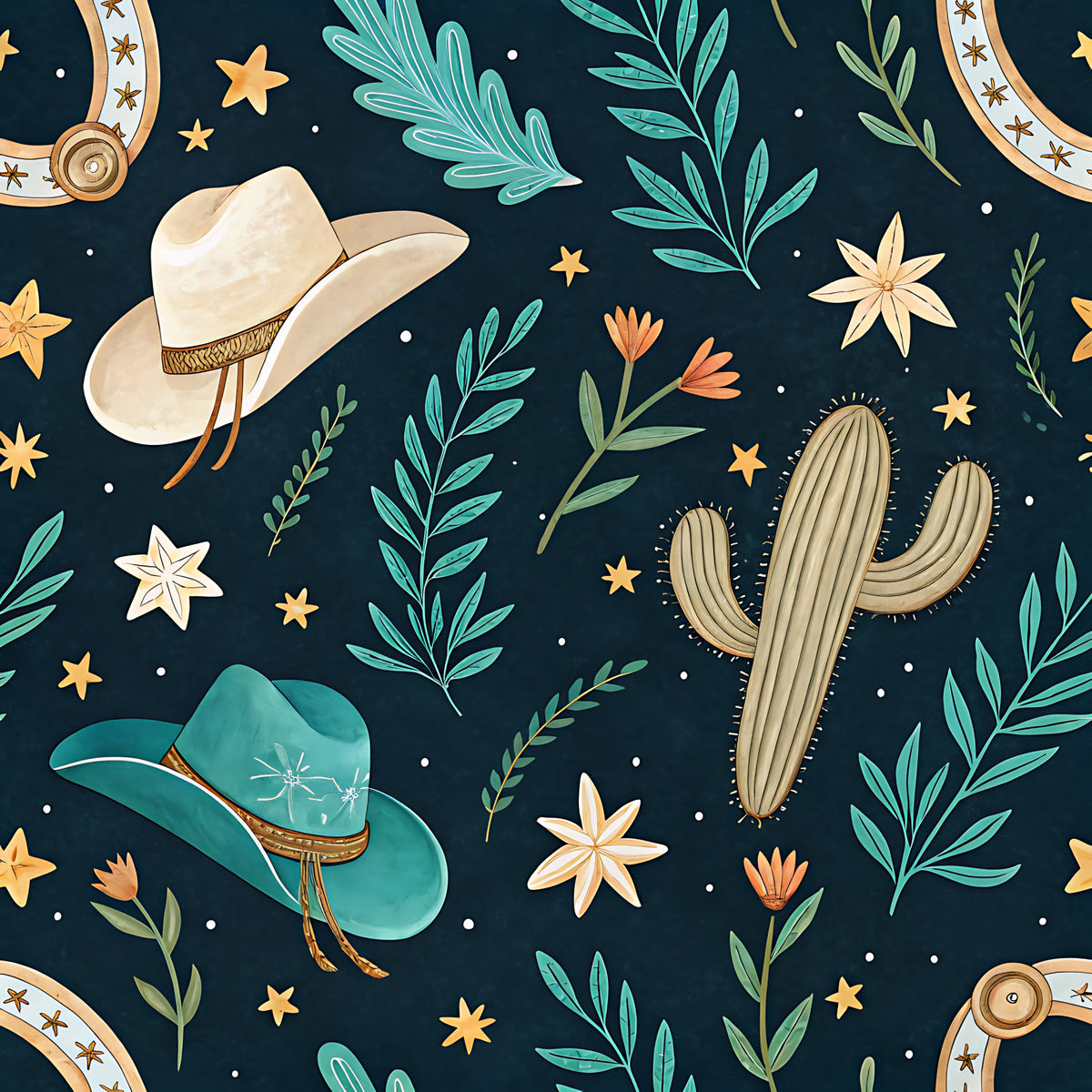 Western Cowboy Pattern 15 Quilting Cotton Fabric