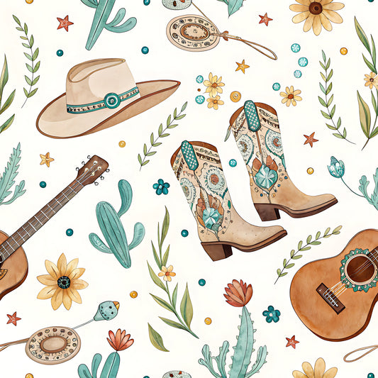 Western Cowboy Pattern 16 Quilting Cotton Fabric