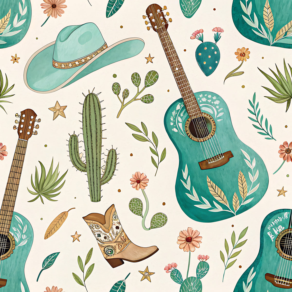 Western Cowboy Pattern 17 Quilting Cotton Fabric