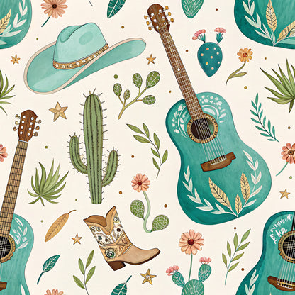 Western Cowboy Pattern 17 Quilting Cotton Fabric