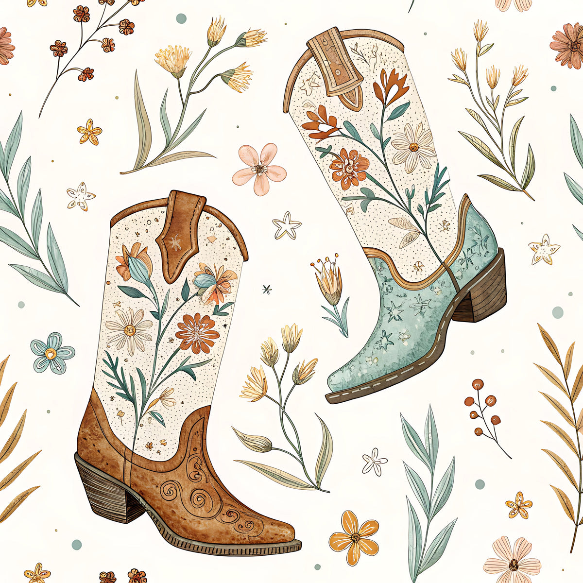 Western Cowboy Pattern 19 Quilting Cotton Fabric