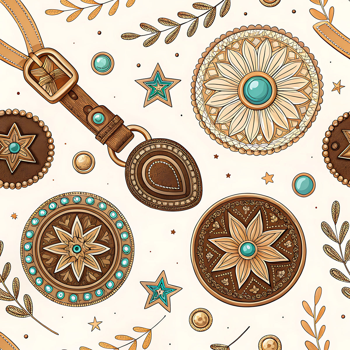 Western Cowboy Pattern 2 Quilting Cotton Fabric