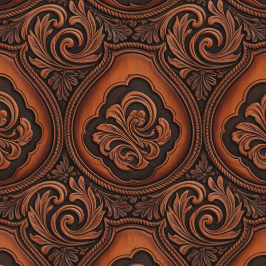 Western Tooled Leather Pattern 1 Quilting Cotton Fabric