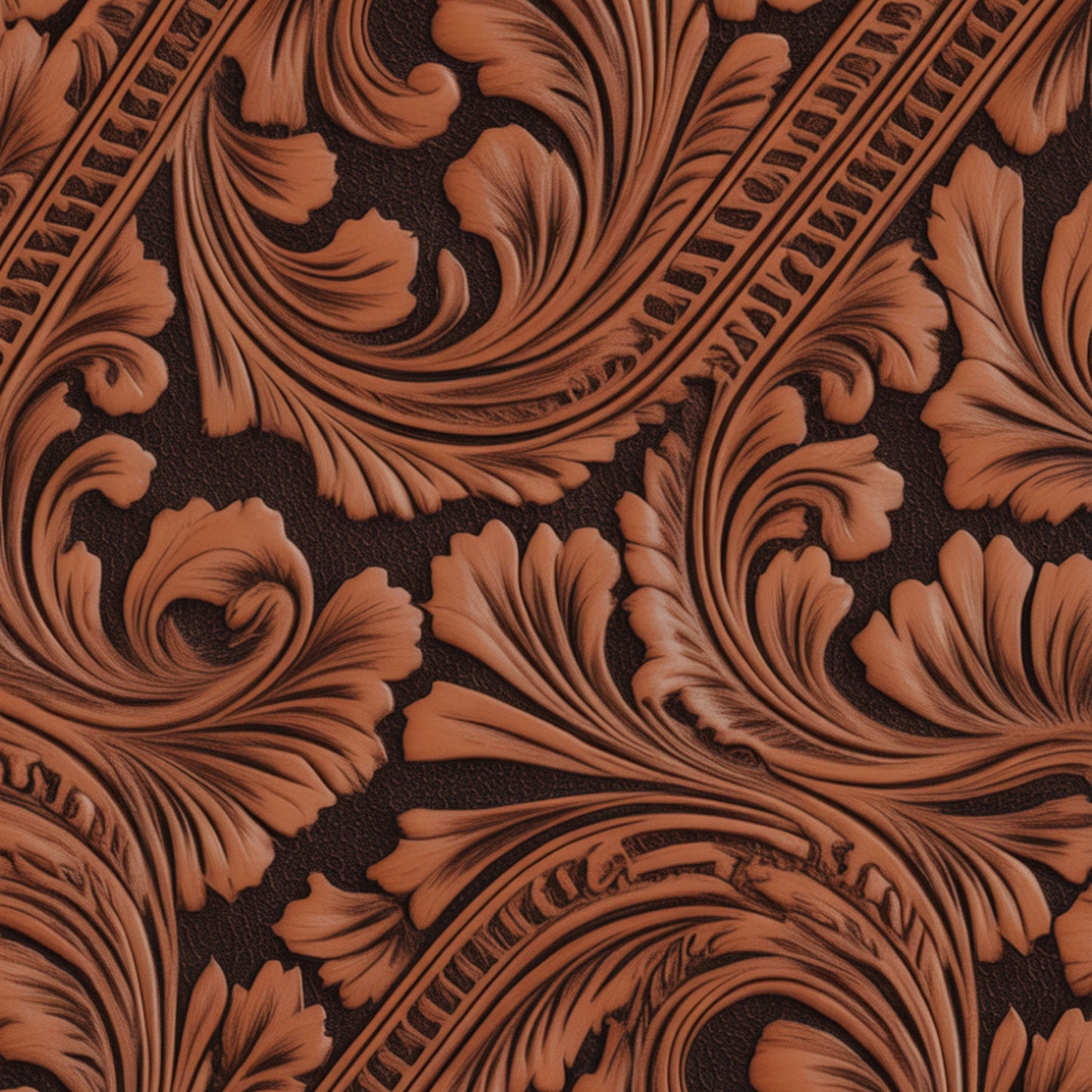 Western Tooled Leather Pattern 11 Quilting Cotton Fabric