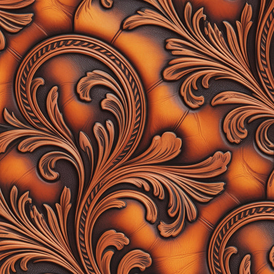 Western Tooled Leather Pattern 12 Quilting Cotton Fabric