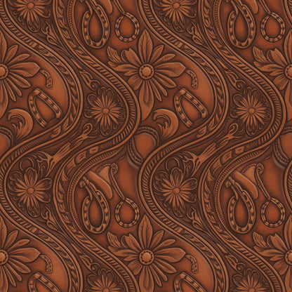 Western Tooled Leather Pattern 13 Quilting Cotton Fabric