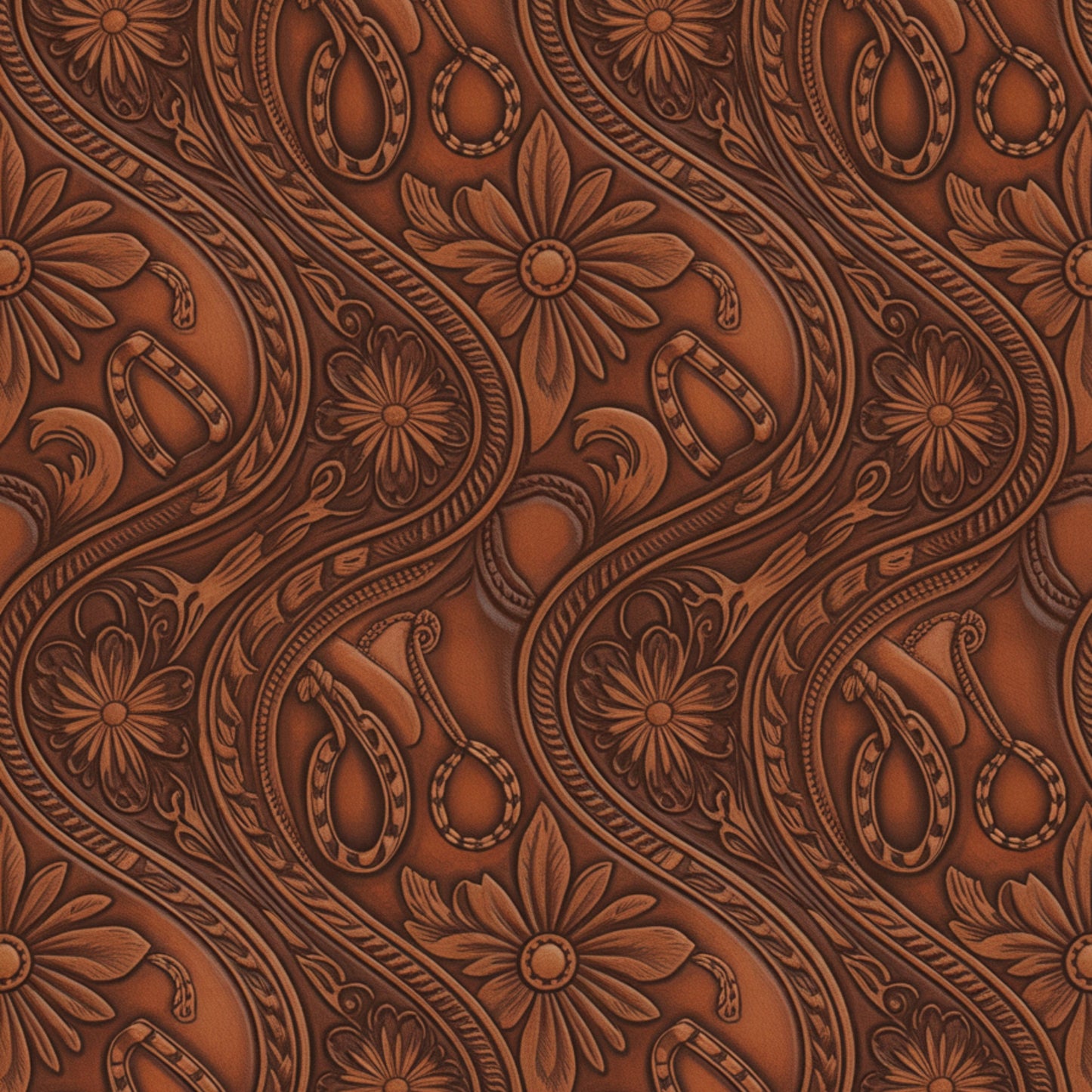 Western Tooled Leather Pattern 13 Quilting Cotton Fabric