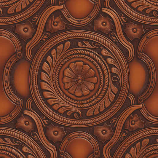 Western Tooled Leather Pattern 14 Quilting Cotton Fabric